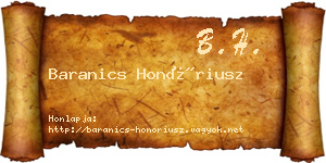 Baranics Honóriusz névjegykártya